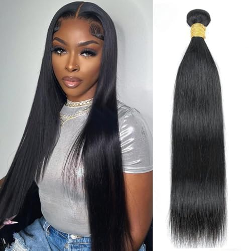 Black Straight Human Hair Bundles 14 Inch - Natural Virgin Brazilian Hair