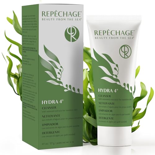 Repechage Hydra 4 Cleanser for Sensitive Skin ? Gentle Daily Facial Cleanser with Seaweed Extracts, Coconut & Olive Oils, Lactic Acid for Light Exfoliation & Removes Makeup, Balances Skin, 177mL / 6oz