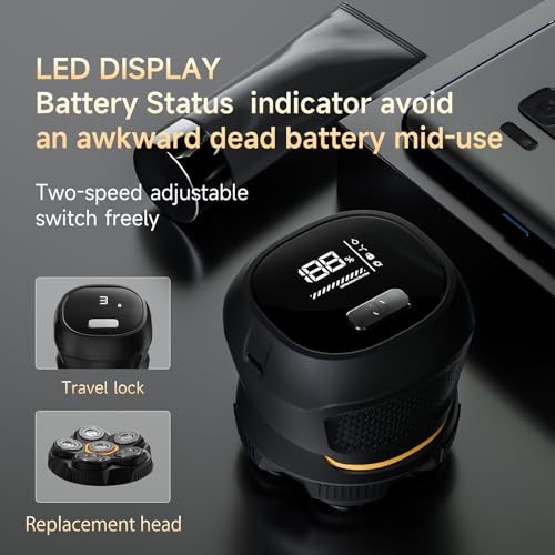 Likefun Magnetic Cordless Bald Head Shaver for Men - Black, USB-C Rechargeable