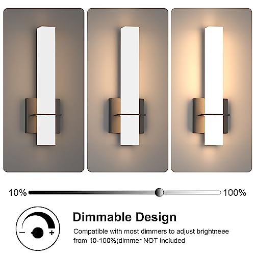 Aoceley Black 15.7in Modern LED Wall Sconces 18W 3000K 1200Lumens 2-Pack