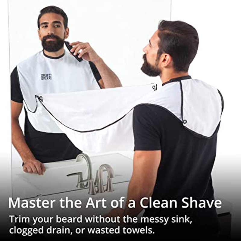 Beard King Beard Bib Apron - As Seen on Shark Tank ? Gifts for Him, Stocking Stuffers for Men, Mens Gift, White