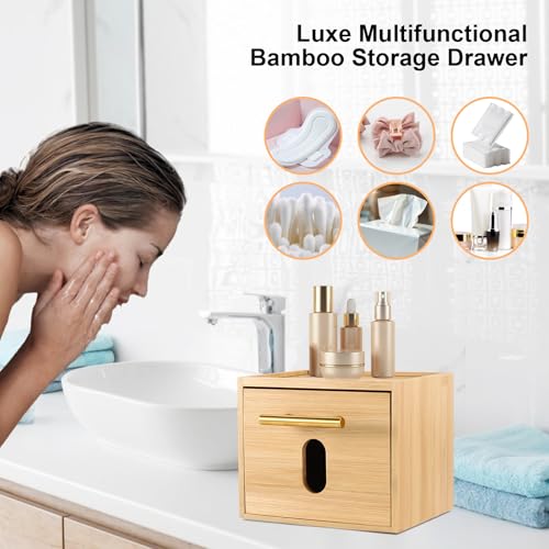 BSSN Bamboo Disposable Face Towel Holder & Organizer with 60 Towels - Variation A