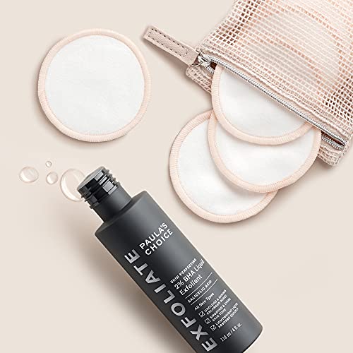 Paula¡¯s Choice SKIN PERFECTING 2% BHA Salicylic Acid Liquid Exfoliant & Reusable Cotton/Bamboo Pads Duo, for Toner, Exfoliants & Makeup Remover, Eco-Friendly, Fragrance-Free, Set of 2