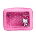 Impressions Vanity Hello Kitty Bows Window Cosmetic Pouch with Artwork, Vinyl Transparent Makeup Pouch with Interior Slip Pocket, Faux Saffiano Leather, and Lined Interior Silver Hardware Makeup Bag