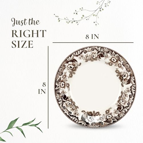 Spode Delamere 8-Inch Salad Plate Set of 4 Brown & White - Holiday Dinnerware