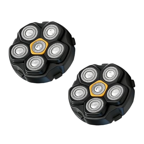 Magnetic 6-Blade Replacement Heads for Electric Shavers 2 Packs - Waterproof & Self-Sharpening