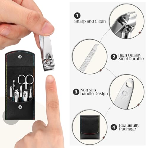 24 Pack Nail Clipper Set Manicure Pedicure Kit 7-in-1 Travel Case Black