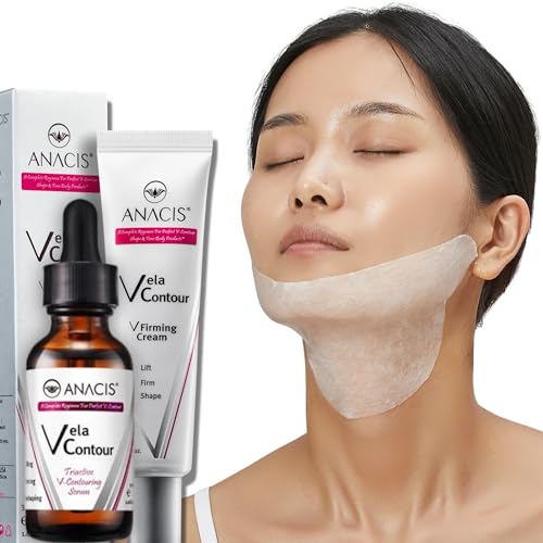 Neck Firming and Tightening Lifting V line Serum Cream and Mask Reduce Appearance of Double Chin Loose and Sagging Skin. Vela Contour