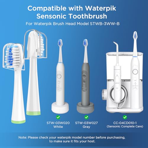 8 Pack Waterpik Sensonic Electric Toothbrush Replacement Heads Without Case - White & Gray
