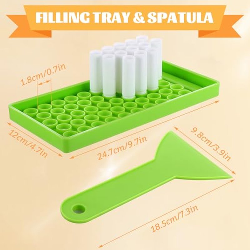 200 Pcs Lip Balm Tubes 5g Empty Plastic Lip Gloss Balm Containers with Filling Tray and Spatula, White Empty Chapstick Tubes for DIY Homemade Lipsticks, Solid Perfume