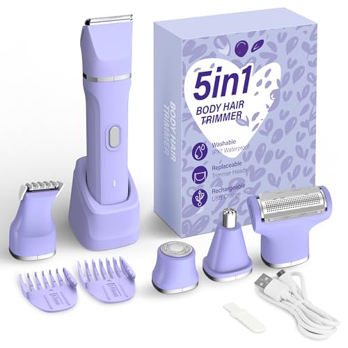 Women’s 5-in-1 Electric Bikini Trimmer Purple – Waterproof Cordless Hair Removal Kit