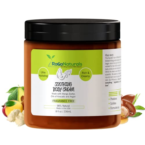 Fragrance Free and Lavender Face and Body Cream, All Natural Ultra Rich Body Butter Cream for Women, Men and Kids - 8fl oz