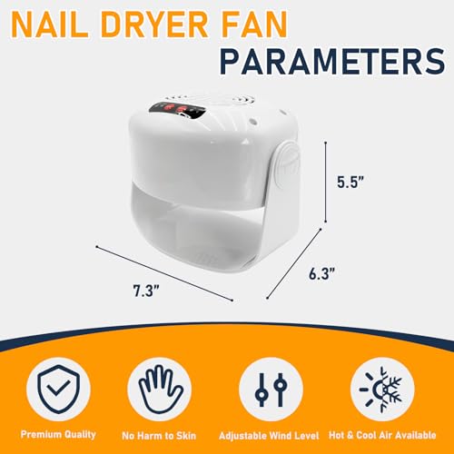 600W Nail Dryer with Hot & Cool Air, Adjustable Speed, Rotating Fan, Professional Manicure Equipment