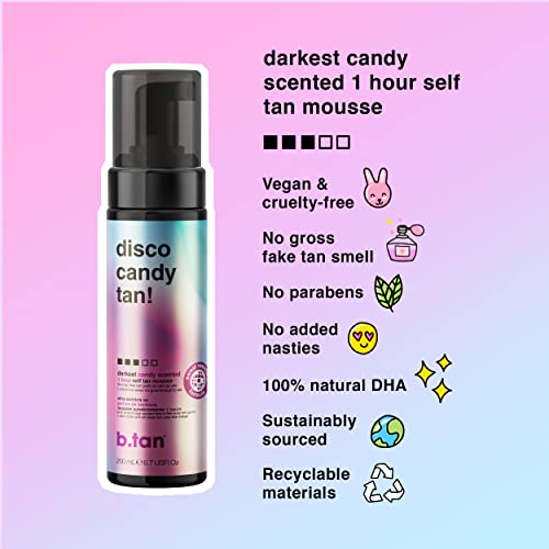 Dark Self Tanner Kit with Candy Scent - 1 Hour Sunless Mousse, Vegan & Transfer-Resistant