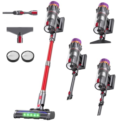 Vellarina Cordless Stick Vacuum Cleaner - Red, 600W, 55KPa, 70Min Runtime