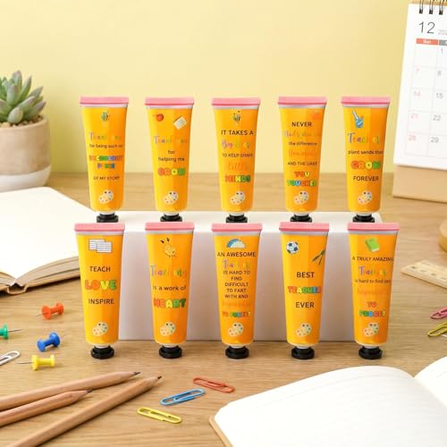 Leelosp 50Pcs Teacher Appreciation Hand Cream Gift Set with 10 Fragrances & Pencil Design