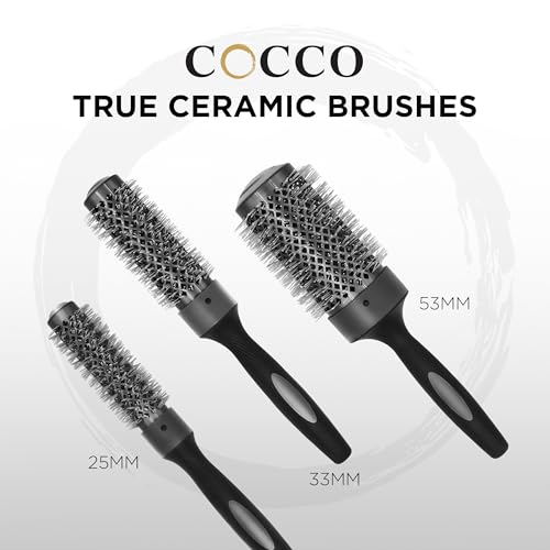 Cocco 25mm Ceramic Ion Round Hair Brush - Anti-Static Styling Tool