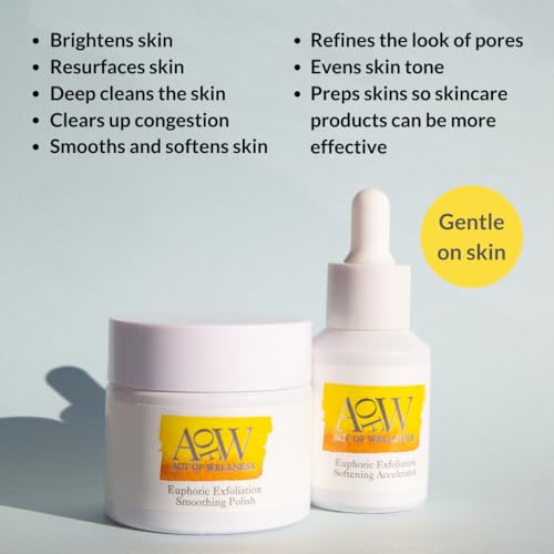 Euphoric Exfoliation Weekly Exfoliating Facial Treatment Peel for Soft and Baby Smooth Skin - with Lactic and Glycolic Acid - Vegan (2oz and 1oz)