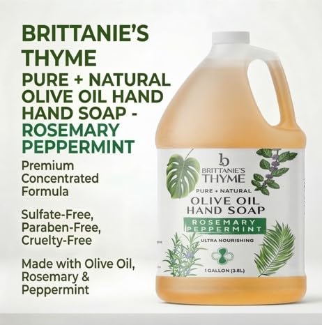 Brittanie's Pure Castile Liquid Soap Refill 128oz - Rosemary Peppermint