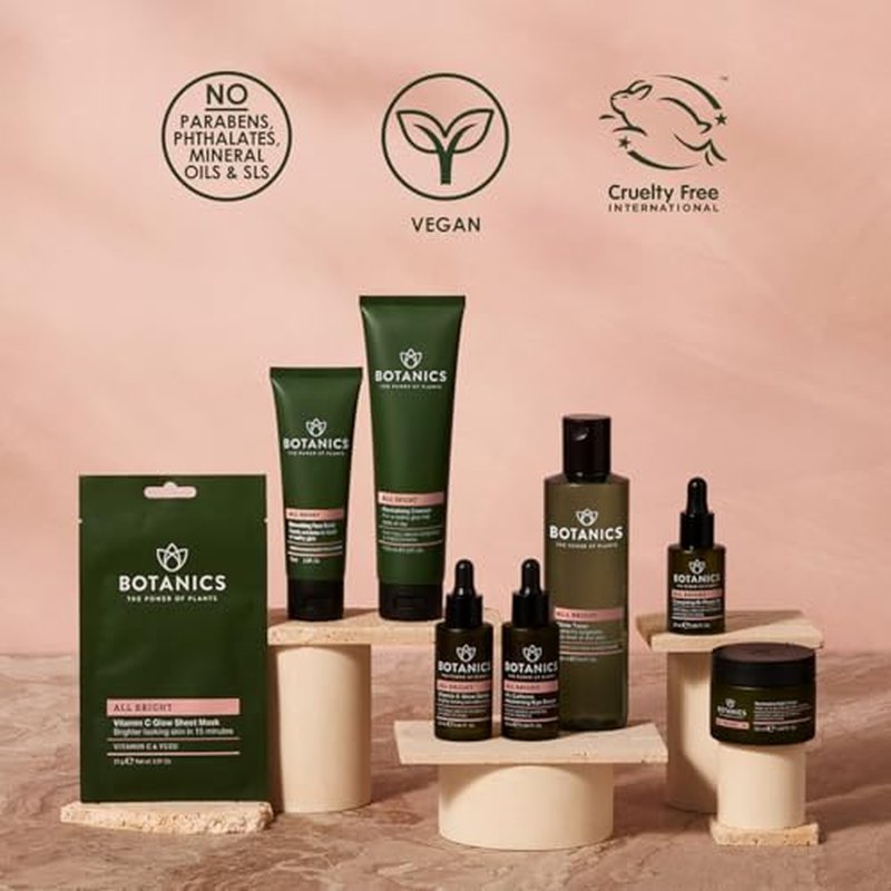 Botanics All Bright Recharging Night Cream - Vitamin C Face Moisturizer with Hibiscus AHA for Glowing Skin - Hydrating & Smoothing - Vegan & Cruelty-Free Face Cream for Women & Men (1.69 Fl Oz)