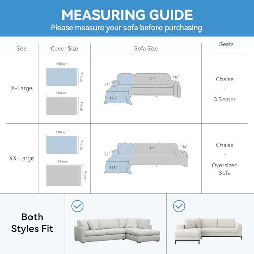 Waterproof Sectional Couch Cover Set - XX-Large Dark Grey, 2 Pieces