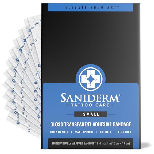 Saniderm Tattoo Aftercare Bandage 4 x 4 Inch Small Pack - 10 Sheets