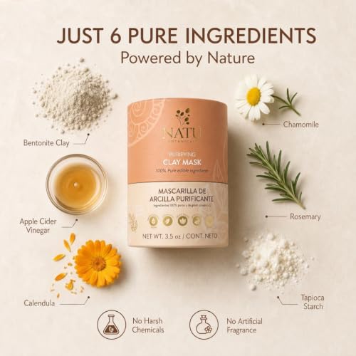 3.5oz Purifying Bentonite Clay Face Mask for Deep Pore Cleansing & Oil Control