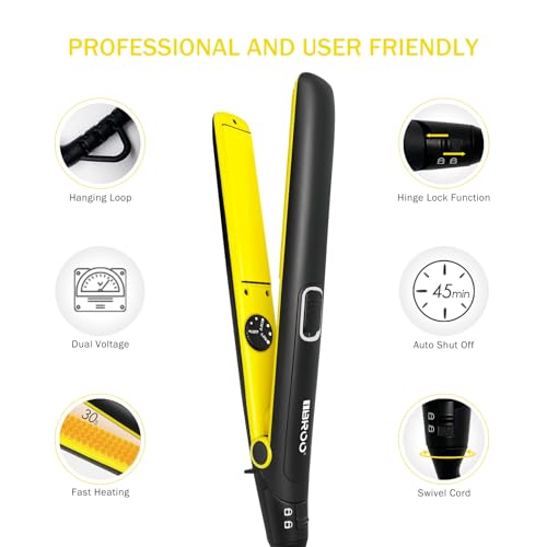 Black Ceramic Hair Straightener and Curling Iron 1-Inch Tourmaline Flat Iron for All Hair Types