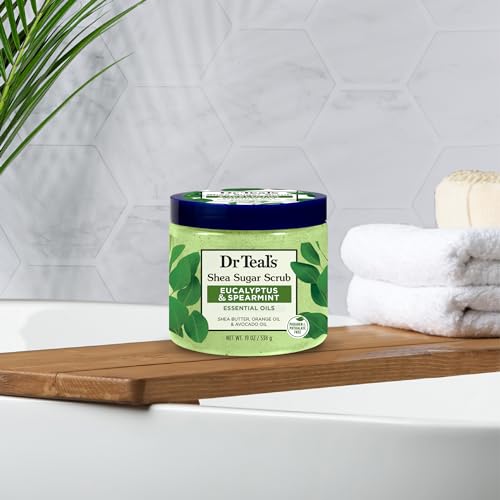 Dr Teal's Shea Sugar Body Scrub with Eucalyptus & Spearmint Essential Oils - 19 oz Pack of 3