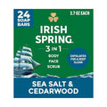 Irish Spring Men’s 3-in-1 Body Wash, Face & Exfoliating Bar, Sea Salt & Cedarwood, 3.7 oz (24 Pack)