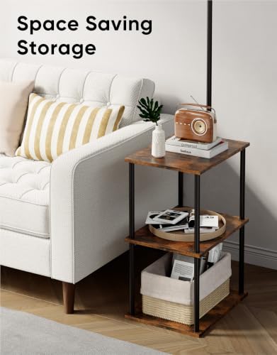 PARTPHONER Rustic Brown Floor Lamp with Table 2-Pack – Nightstands & Side Tables