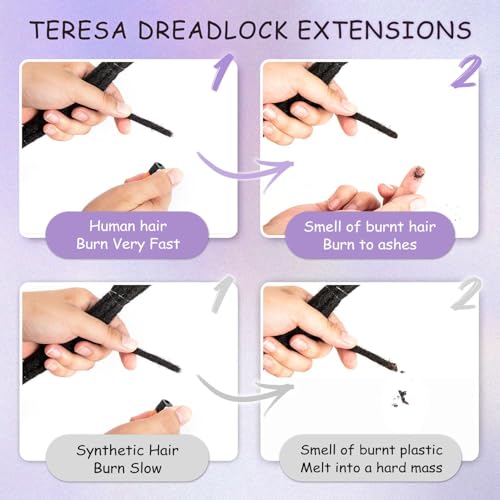 Human Hair Dreadlock Extensions - 8 Inch 0.8cm Thickness, 10 Strands - Natural, Reusable, DIY