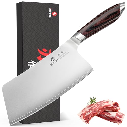 imarku 7.5-Inch Japanese High Carbon Steel Cleaver Knife with Silver Walnut Handle
