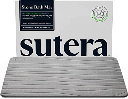 Stone Bath Mat for Bathroom Dries in Seconds - Diatomaceous Earth, Gray - Variation of THIS listing