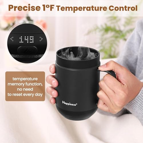 Happiness 16oz Self-Heating Coffee Mug with Temperature Control - Black