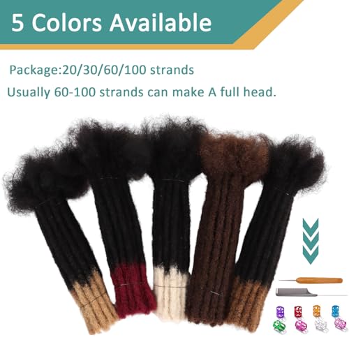 Viovian 1b-Bug 6 Inch Human Hair Dreadlock Extensions - 60 Strands Ombre Locs