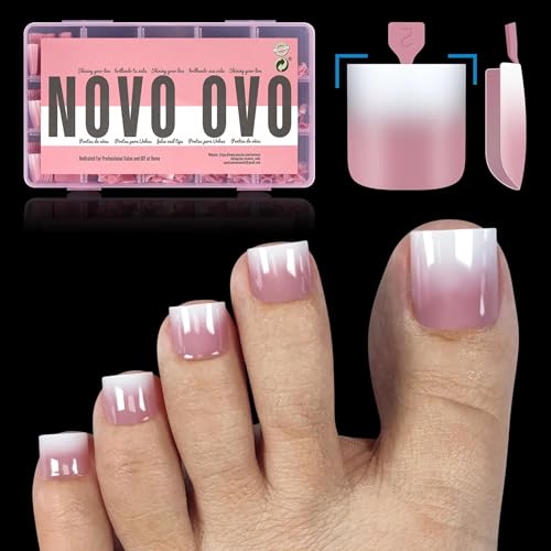 Sharp Square Ombre Berry Pink Press-On Toe Nail Tips – Pre-Designed Gel Extensions, 15 Sizes, 240 pcs