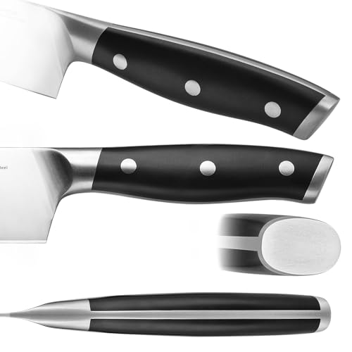 Klaus Meyer Stahl Black 8-Piece German Steel Kitchen Knife Set with Block