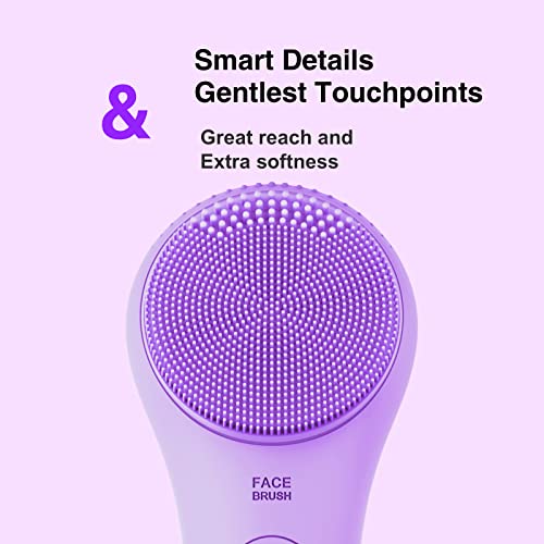 NgraCoola CLIE Violet Facial Cleansing Brush - Waterproof & Rechargeable, Gentle Exfoliating & Massaging Skin Care Tool
