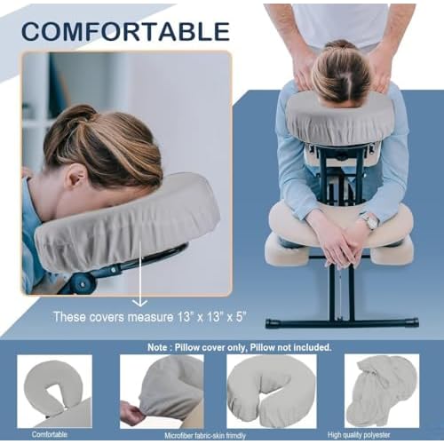 Pack of 10, Premium Microfiber Face Cradle Covers - Ultra Soft Fitted Massage Table Cradle Cover, Spa Table Headrest Protectors (Light Grey)