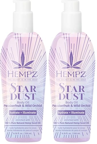 Hempz Star Dust Body Oil 6.67 Fl Oz Pack of 2 - Shimmering Moisturizer with Shea & Hemp Seed Oil