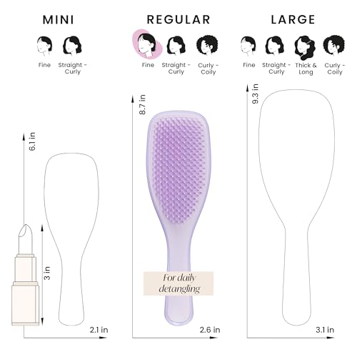 Tangle Teezer | The Fine & Fragile Wet Detangler Hairbrush | Soft Flex Teeth for Less Breakage | Ideal for Thinning Hair, Color-Treated & Sensitive Scalps | Comfort Handle | Hypnotic Heather