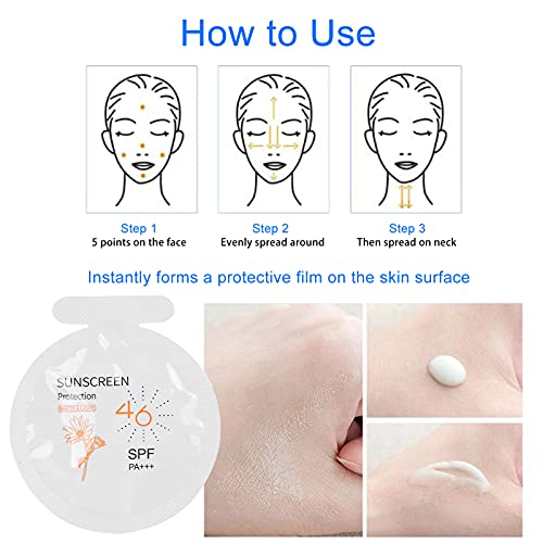 Pack of 20 Sunscreen, SPF46 PA+++ Moisturizing Sunscreen,3ml Face & Body Sunblock, Moisturizing Sunscreen for Most of Skins Portable Resist Water Sunscreen for Sport
