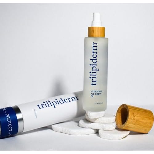 Trilipiderm Hydrating All-Body Oil ? Ultra-Moisturizing, Vitamin-Rich Lipid Replacement, 4oz. Glass and Bamboo Spray Bottle