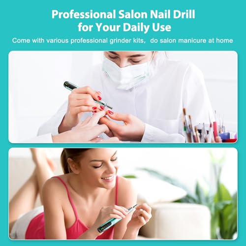 Cordless Nail Drill Electric File Kit - Gradient Blue, All-in-One Manicure & Pedicure Tool