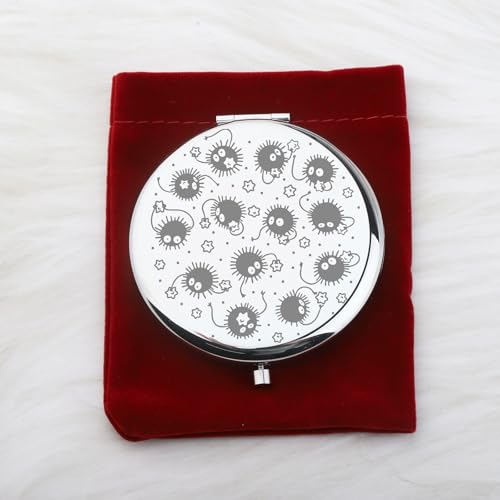WUSUANED Cute Soot Sprite Makeup Mirror Anime Inspired Gift Cartoon Movie Lover Gift Soot Sprite Gift Dust Elf Gift (Cute Soot Sprite Mirror S)