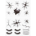 Halloween Creepy Cracks Face Tattoo Set, Temporary Makeup Stickers with Eyelashes, Black Broken Glass Pattern, Costume Accessories