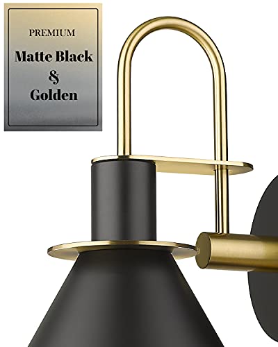 HWH Investment Black & Gold Modern Wall Sconce Set of 2 for Bathroom & Bedroom