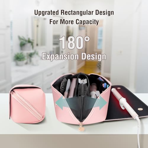 SS 2-in-1 Heat-Resistant Travel Hair Tool Case with Pink Variation