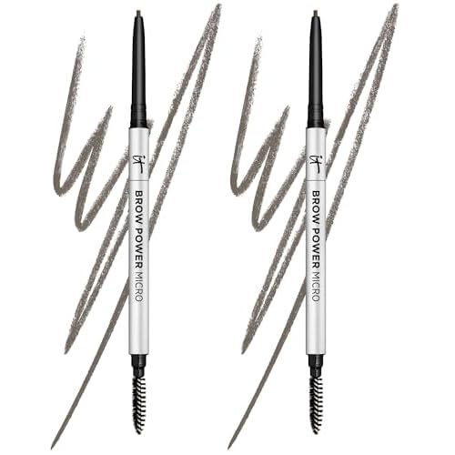 IT Cosmetics Brow Power Micro, Universal Taupe - Universal Eyebrow Pencil - Mimics the Look of Real Hair - Budge-Proof Formula - Built-in Spoolie - 0.017 oz (Pack of 2)